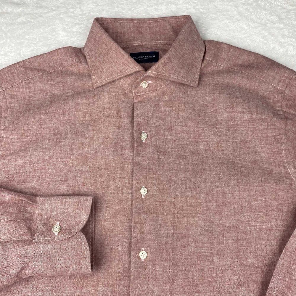 Proper Cloth Dress Shirt Mens 17-38 Frosted Mauve Regular Fit Soft Touch